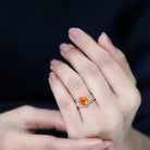 Rosec Jewels-Created Orange Sapphire Heart Engagement Ring with Diamond