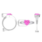 Rosec Jewels-Created Pink Sapphire Heart Engagement Ring with Diamond