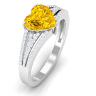 Rosec Jewels-Created Yellow Sapphire Heart Engagement Ring with Moissanite