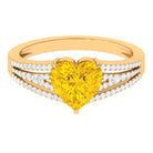 Rosec Jewels-Created Yellow Sapphire Heart Engagement Ring with Moissanite