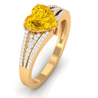 Rosec Jewels-Created Yellow Sapphire Heart Engagement Ring with Moissanite