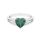 Rosec Jewels-Heart Shape Created Green Sapphire and Diamond Engagement Ring