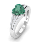 Rosec Jewels-Heart Shape Created Green Sapphire and Diamond Engagement Ring