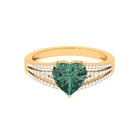 Rosec Jewels-Heart Shape Created Green Sapphire and Diamond Engagement Ring