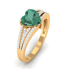 Rosec Jewels-Heart Shape Created Green Sapphire and Diamond Engagement Ring