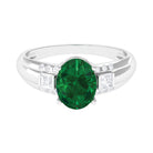 Rosec Jewels-Solitaire Lab Grown Emerald Oval Engagement Ring with Diamond