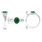 Rosec Jewels-Solitaire Lab Grown Emerald Oval Engagement Ring with Diamond