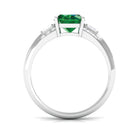 Rosec Jewels-Solitaire Lab Grown Emerald Oval Engagement Ring with Diamond