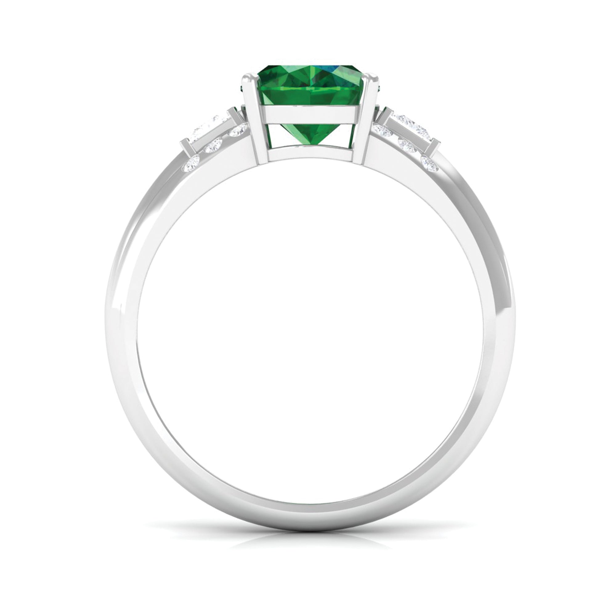 Rosec Jewels-Solitaire Lab Grown Emerald Oval Engagement Ring with Diamond