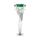 Rosec Jewels-Solitaire Lab Grown Emerald Oval Engagement Ring with Diamond