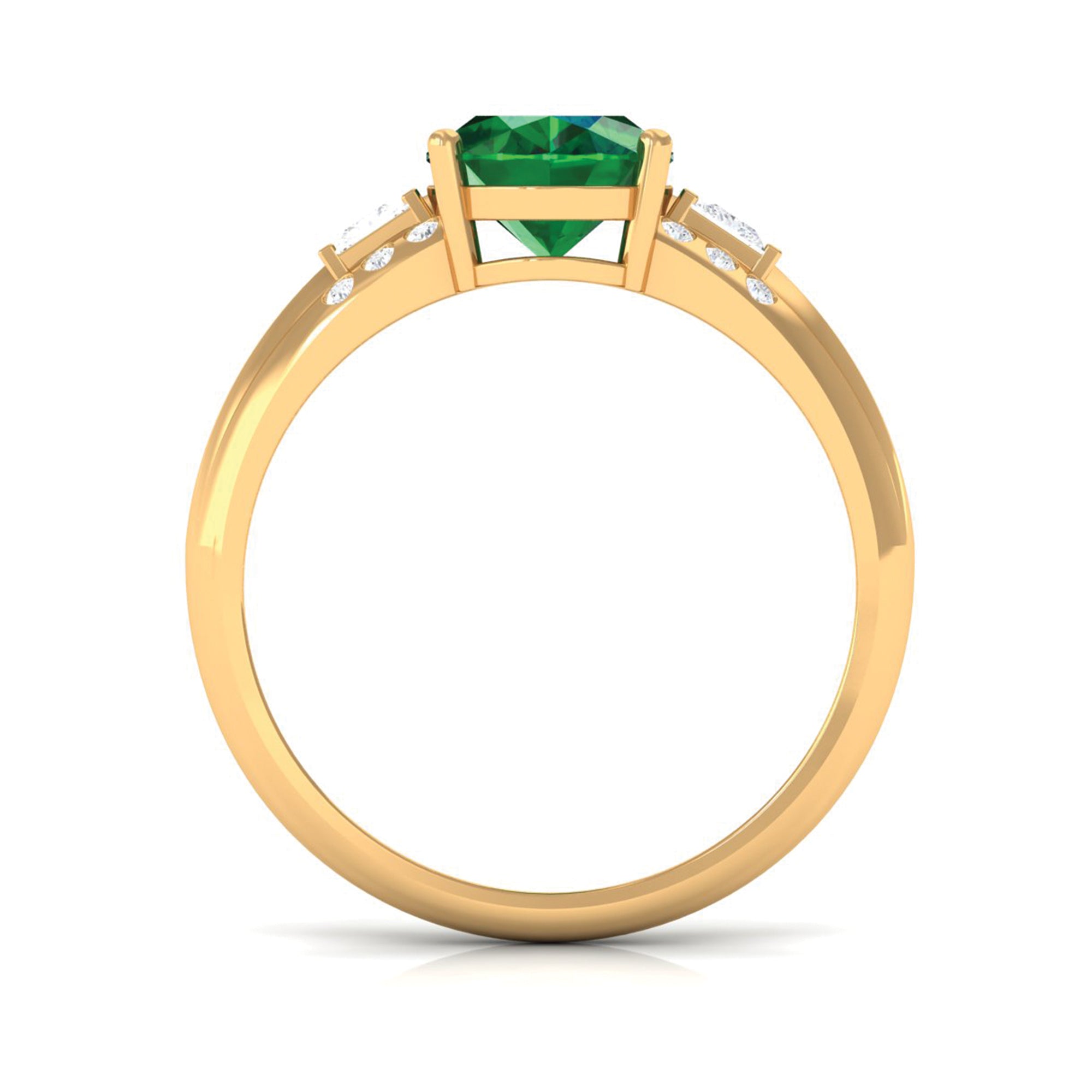 Rosec Jewels-Solitaire Lab Grown Emerald Oval Engagement Ring with Diamond