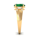 Rosec Jewels-Solitaire Lab Grown Emerald Oval Engagement Ring with Diamond