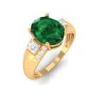 Rosec Jewels-Solitaire Lab Grown Emerald Oval Engagement Ring with Diamond