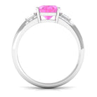 Rosec Jewels-Lab Grown Pink Sapphire Oval Solitaire Engagement Ring with Diamond