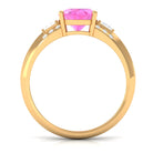 Rosec Jewels-Lab Grown Pink Sapphire Oval Solitaire Engagement Ring with Diamond