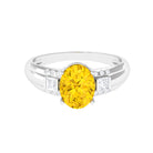 Rosec Jewels-Oval Lab Grown Yellow Sapphire Solitaire Engagement Ring with Moissanite