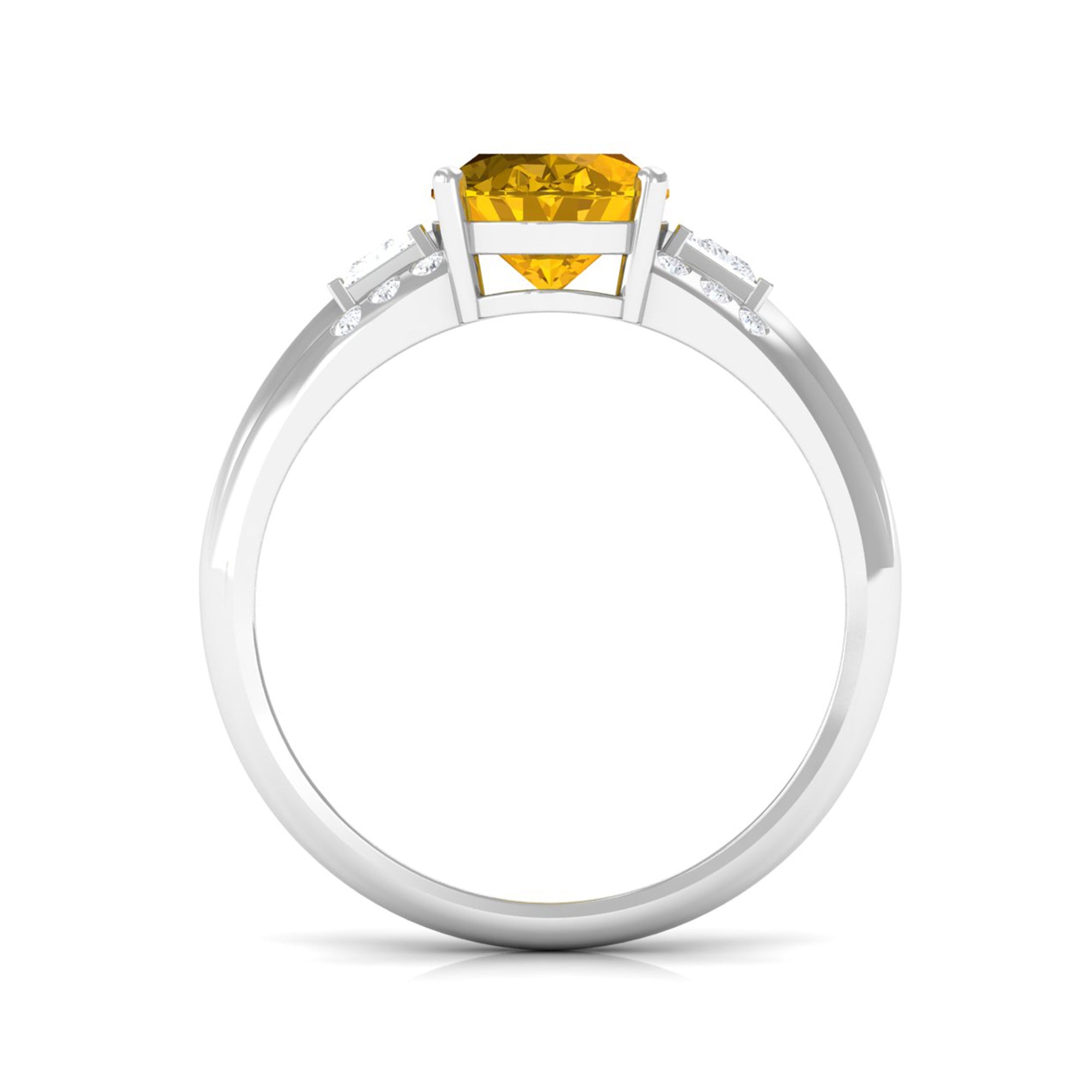 Rosec Jewels-Oval Lab Grown Yellow Sapphire Solitaire Engagement Ring with Moissanite