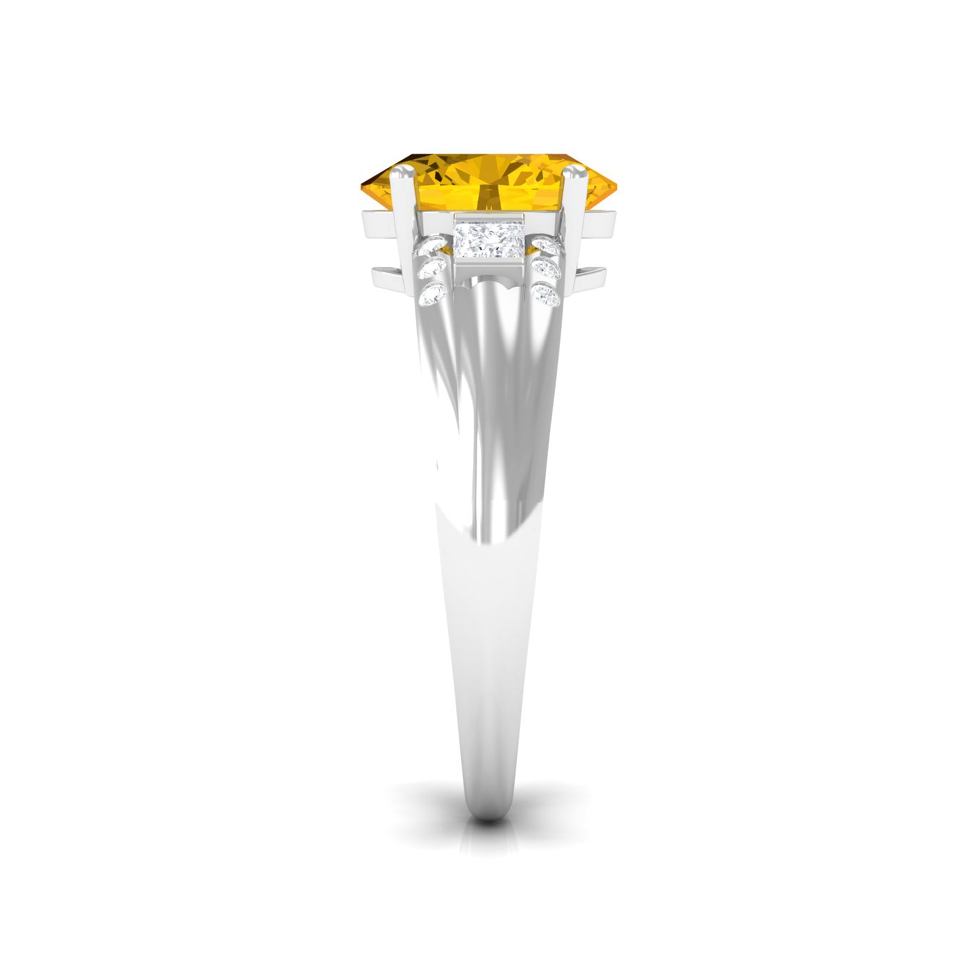 Rosec Jewels-Oval Lab Grown Yellow Sapphire Solitaire Engagement Ring with Moissanite