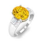 Rosec Jewels-Oval Lab Grown Yellow Sapphire Solitaire Engagement Ring with Moissanite