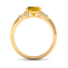 Rosec Jewels-Oval Lab Grown Yellow Sapphire Solitaire Engagement Ring with Moissanite