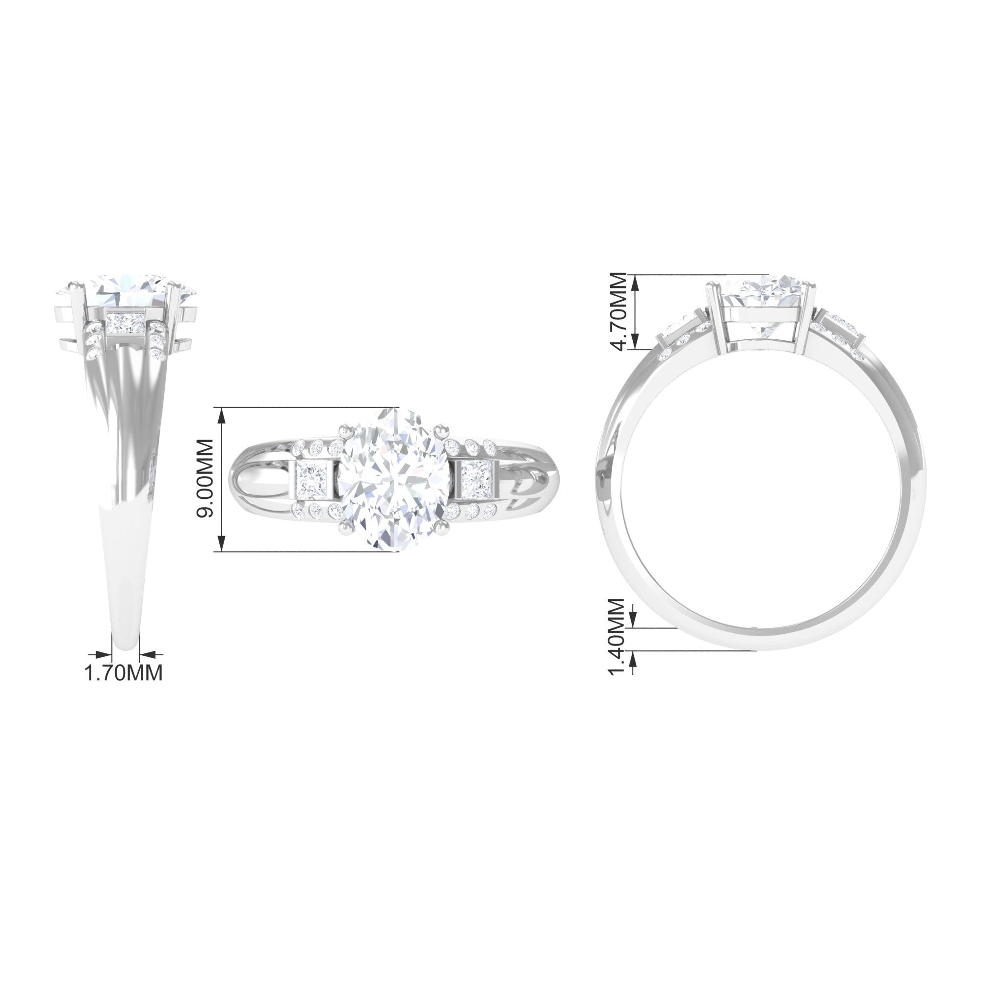 Rosec Jewels-Oval Cubic Zirconia Solitaire Engagement Ring