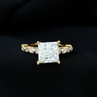 Rosec Jewels-Certified Moissanite Solitaire Engagement Ring with Side Stones