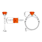 Rosec Jewels-Princess Cut Lab Grown Orange Sapphire Engagement Ring with Moissanite