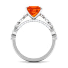 Rosec Jewels-Princess Cut Lab Grown Orange Sapphire Engagement Ring with Moissanite