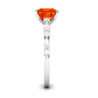 Rosec Jewels-Princess Cut Lab Grown Orange Sapphire Engagement Ring with Moissanite