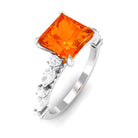 Rosec Jewels-Princess Cut Lab Grown Orange Sapphire Engagement Ring with Moissanite