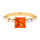 Rosec Jewels-Princess Cut Lab Grown Orange Sapphire Engagement Ring with Moissanite