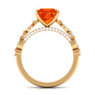 Rosec Jewels-Princess Cut Lab Grown Orange Sapphire Engagement Ring with Moissanite