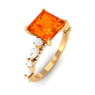 Rosec Jewels-Princess Cut Lab Grown Orange Sapphire Engagement Ring with Moissanite