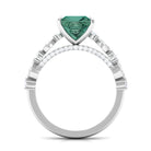 Rosec Jewels-Princess Cut Lab Grown Green Sapphire Solitaire Engagement Ring