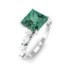 Rosec Jewels-Princess Cut Lab Grown Green Sapphire Solitaire Engagement Ring