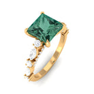 Rosec Jewels-Princess Cut Lab Grown Green Sapphire Solitaire Engagement Ring