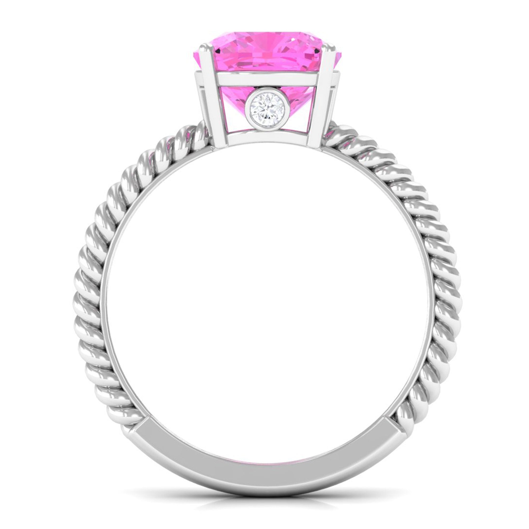 Rosec Jewels-Created Pink Sapphire Solitaire Engagement Ring