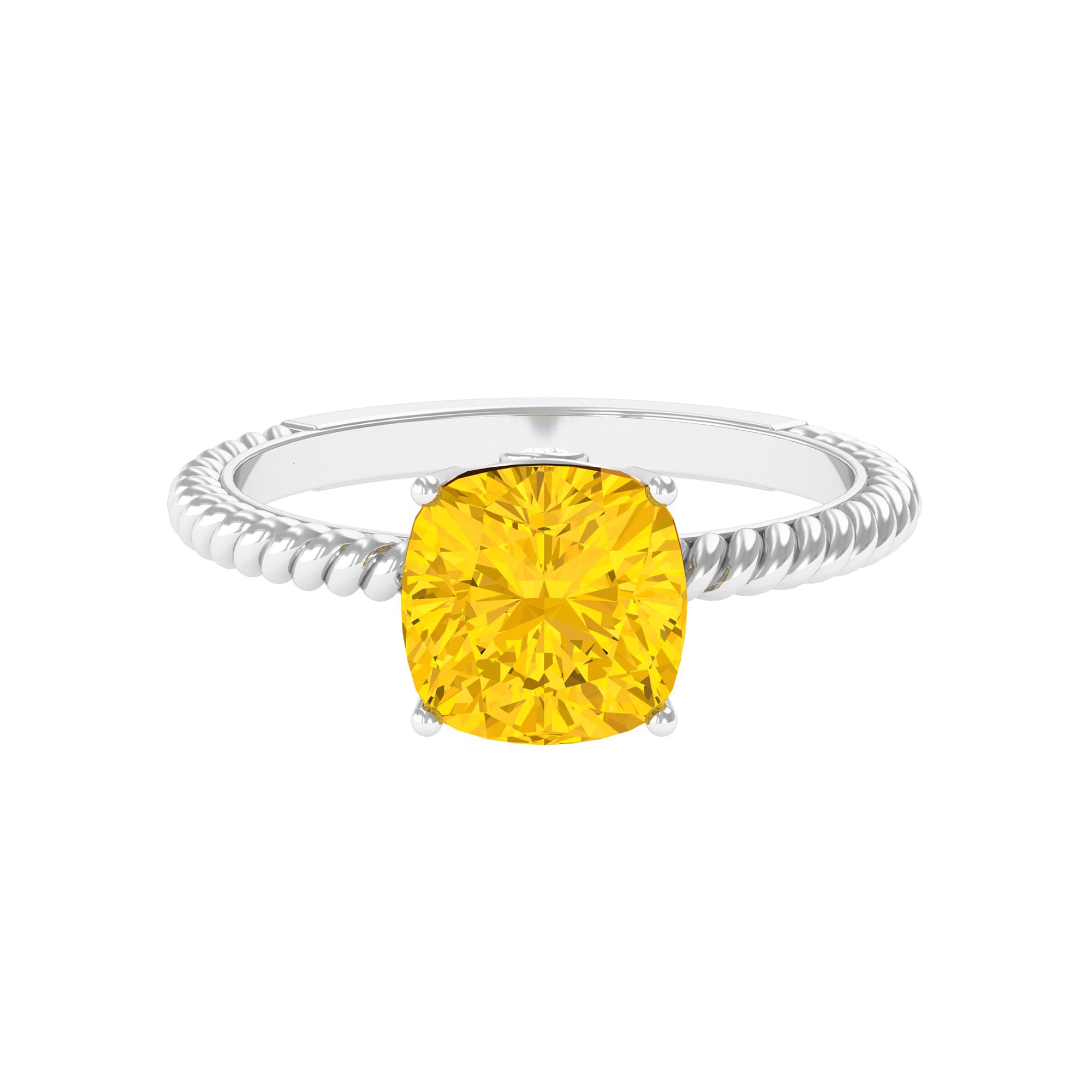 Rosec Jewels-Created Yellow Sapphire Solitaire Engagement Ring