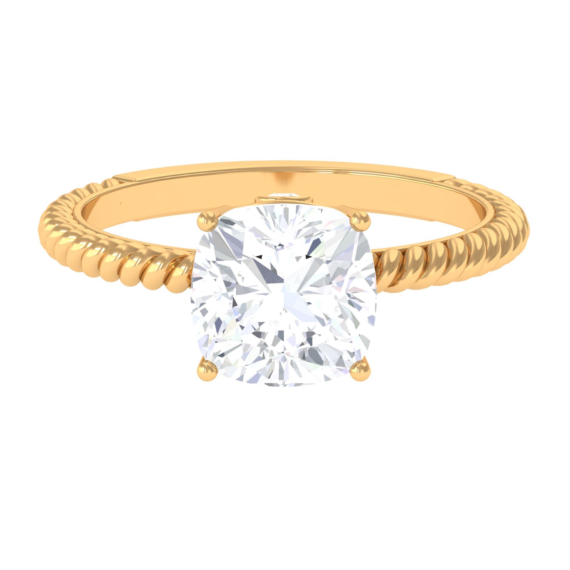 Rosec Jewels-Cushion Cut Cubic Zirconia Solitaire Engagement Ring