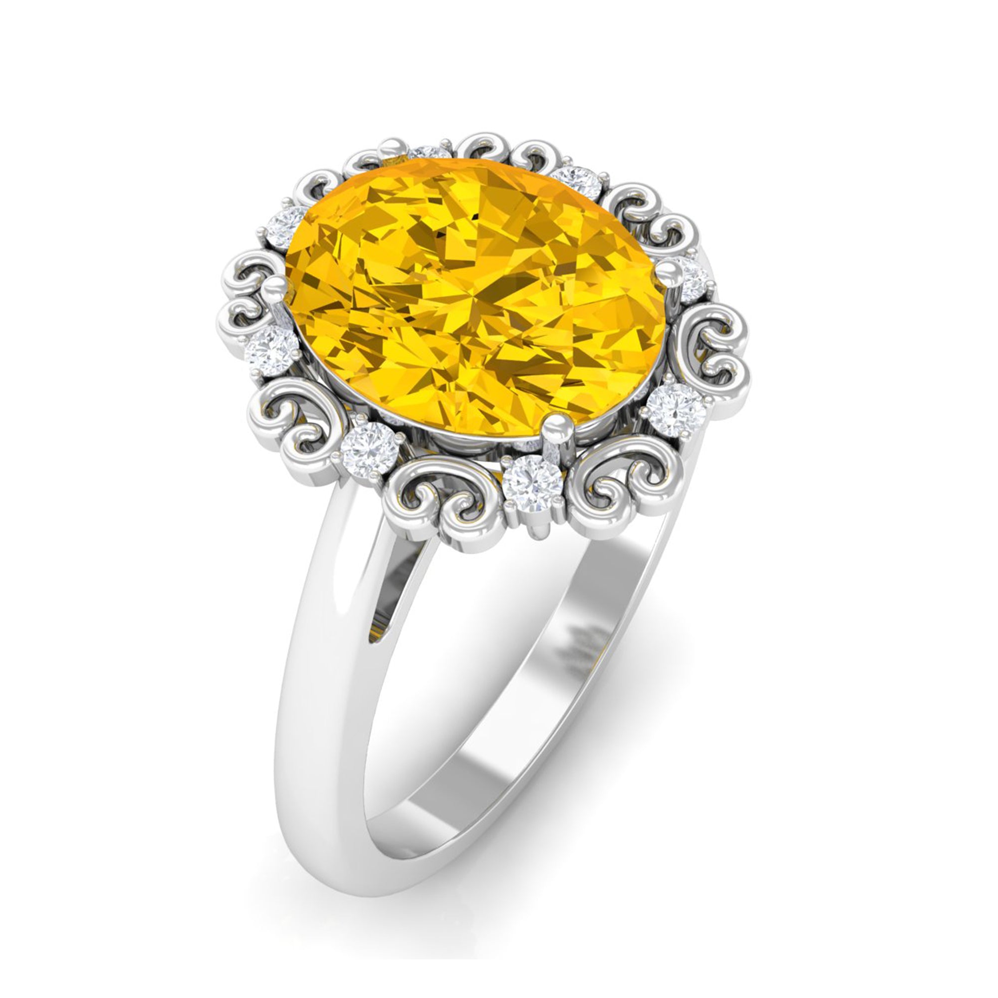 Rosec Jewels-Vintage Inspired Lab Grown Yellow Sapphire Oval Engagement Ring