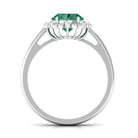 Rosec Jewels-Vintage Style Lab Grown Green Sapphire Engagement Ring with Diamond