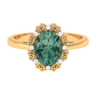 Rosec Jewels-Vintage Style Lab Grown Green Sapphire Engagement Ring with Diamond