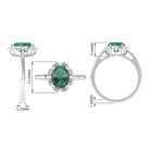 Rosec Jewels-Vintage Style Lab Grown Green Sapphire Engagement Ring with Diamond