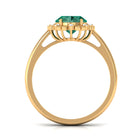 Rosec Jewels-Vintage Style Lab Grown Green Sapphire Engagement Ring with Diamond