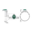 Rosec Jewels-Lab Grown Green Sapphire Teardrop Engagement Ring Set