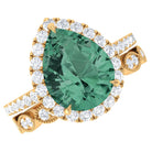 Rosec Jewels-Lab Grown Green Sapphire Teardrop Engagement Ring Set