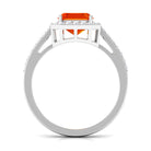 Rosec Jewels-Lab Grown Orange Sapphire Emerald Cut Engagement Ring with Diamond