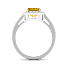 Rosec Jewels-Lab Grown Yellow Sapphire Emerald Cut Engagement Ring with Moissanite