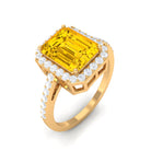 Rosec Jewels-Lab Grown Yellow Sapphire Emerald Cut Engagement Ring with Moissanite