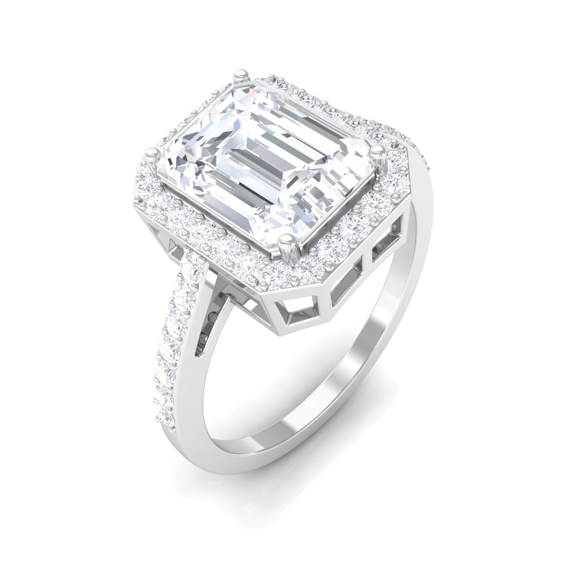 Rosec Jewels-Emerald Cut Cubic Zirconia Statement Engagement Ring